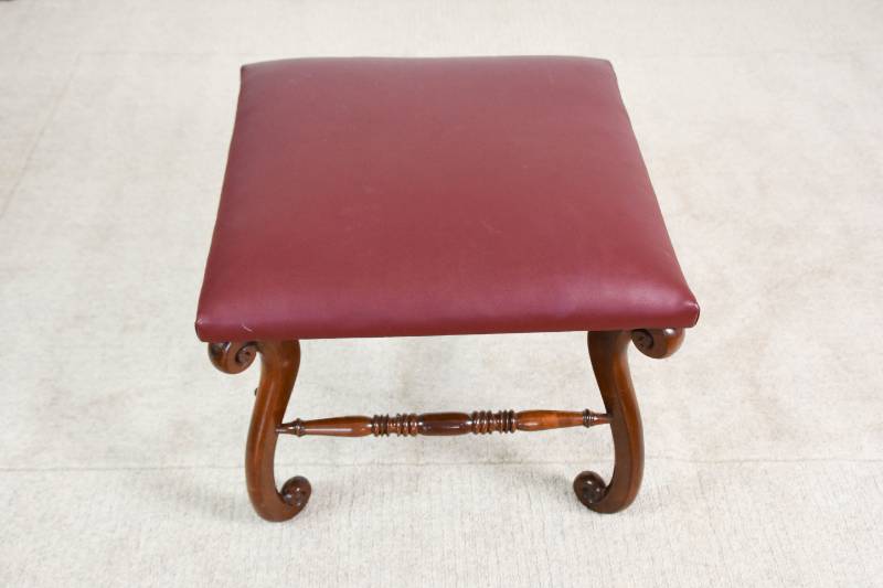 Mahogany Victorian Leather Topped Stool