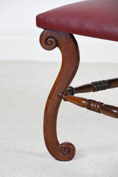 Mahogany Victorian Leather Topped Stool