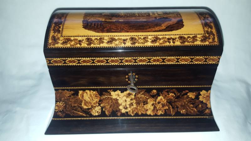 Topographical Tunbridge Ware Stationary Box