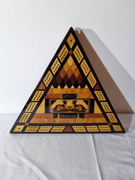 Triangular Tunbridge Ware Cribbage Board