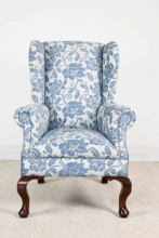 Large Upholstered Victorian Wing Chair